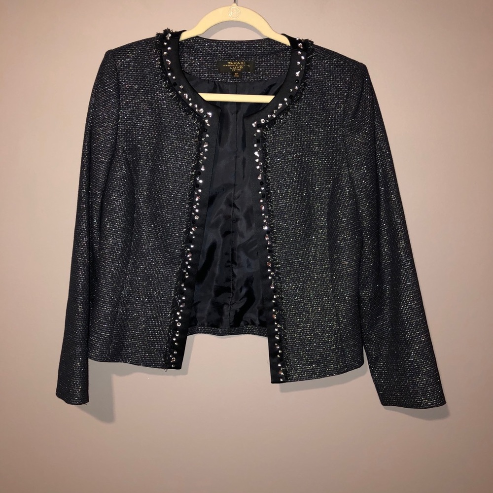 Tahari Luxe Embellished Blazer 8P